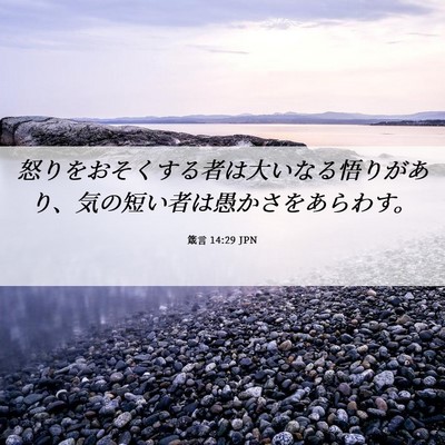 Picture 06 - 箴言 14:29 JPN - 怒りをおそくする者は大いなる悟り - Bible Verse Picture