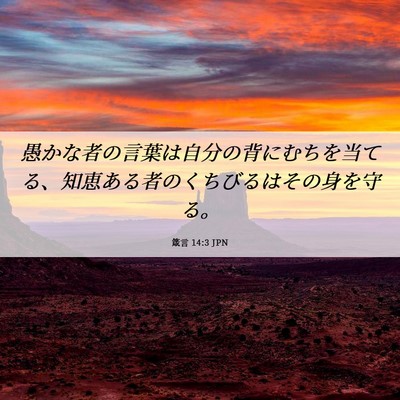 Picture 06 - 箴言 14:3 JPN - 愚かな者の言葉は自分の背にむちを - Bible Verse Picture