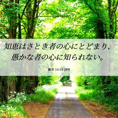 Picture 06 - 箴言 14:33 JPN - 知恵はさとき者の心にとどまり、愚 - Bible Verse Picture