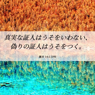 Picture 06 - 箴言 14:5 JPN - 真実な証人はうそをいわない、偽り - Bible Verse Picture