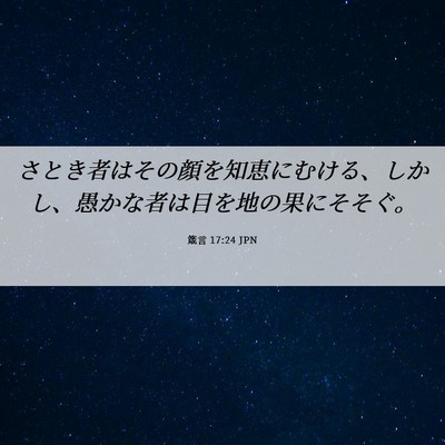 Picture 06 - 箴言 17:24 JPN - さとき者はその顔を知恵にむける、 - Bible Verse Picture