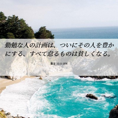 Picture 06 - 箴言 21:5 JPN - 勤勉な人の計画は、ついにその人を - Bible Verse Picture