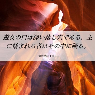 Picture 06 - 箴言 22:14 JPN - 遊女の口は深い落し穴である、主に - Bible Verse Picture