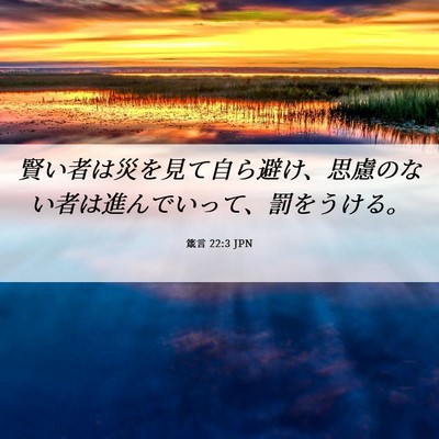 Picture 06 - 箴言 22:3 JPN - 賢い者は災を見て自ら避け、思慮の - Bible Verse Picture