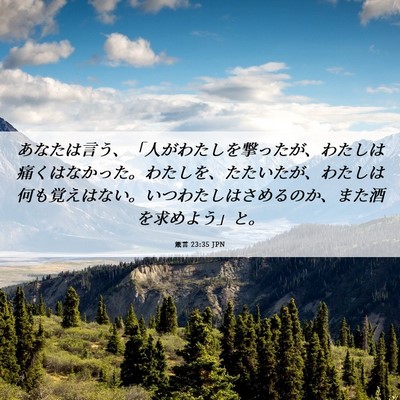 Picture 06 - 箴言 23:35 JPN - あなたは言う、「人がわたしを撃っ - Bible Verse Picture