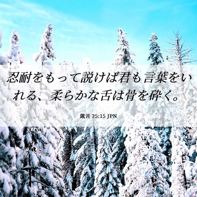 Picture 06 - 箴言 25:15 JPN - 忍耐をもって説けば君も言葉をいれ - Bible Verse Picture