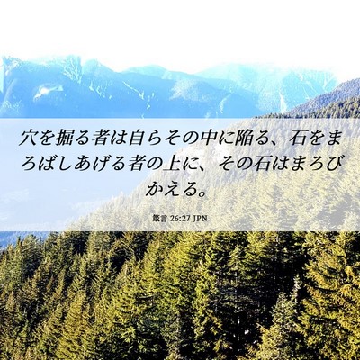 Picture 06 - 箴言 26:27 JPN - 穴を掘る者は自らその中に陥る、石 - Bible Verse Picture