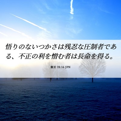 Picture 06 - 箴言 28:16 JPN - 悟りのないつかさは残忍な圧制者で - Bible Verse Picture
