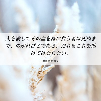 Picture 06 - 箴言 28:17 JPN - 人を殺してその血を身に負う者は死 - Bible Verse Picture
