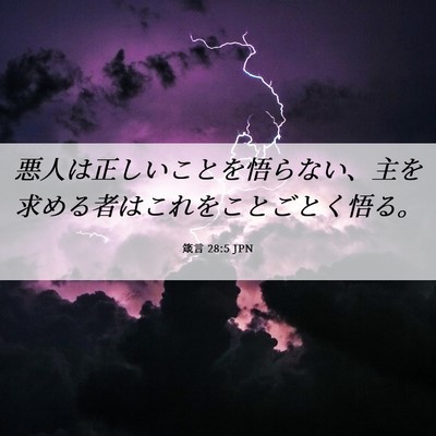 Picture 06 - 箴言 28:5 JPN - 悪人は正しいことを悟らない、主を - Bible Verse Picture