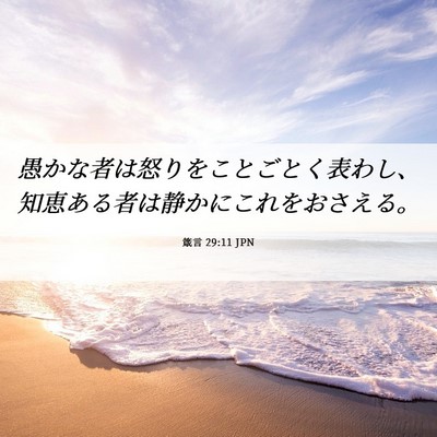 Picture 06 - 箴言 29:11 JPN - 愚かな者は怒りをことごとく表わし - Bible Verse Picture