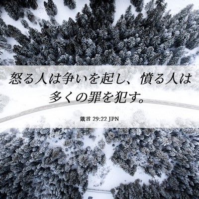 Picture 06 - 箴言 29:22 JPN - 怒る人は争いを起し、憤る人は多く - Bible Verse Picture