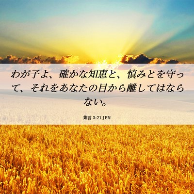 Picture 06 - 箴言 3:21 JPN - わが子よ、確かな知恵と、慎みとを - Bible Verse Picture
