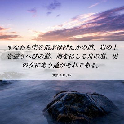 Picture 06 - 箴言 30:19 JPN - すなわち空を飛ぶはげたかの道、岩 - Bible Verse Picture