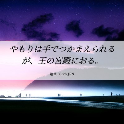 Picture 06 - 箴言 30:28 JPN - やもりは手でつかまえられるが、王 - Bible Verse Picture