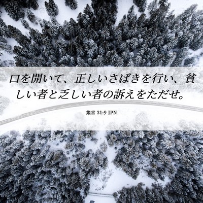 Picture 06 - 箴言 31:9 JPN - 口を開いて、正しいさばきを行い、 - Bible Verse Picture