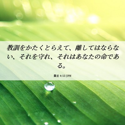 Picture 06 - 箴言 4:13 JPN - 教訓をかたくとらえて、離してはな - Bible Verse Picture