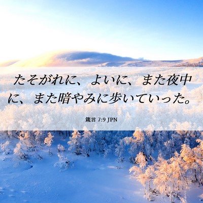 Picture 06 - 箴言 7:9 JPN - たそがれに、よいに、また夜中に、 - Bible Verse Picture