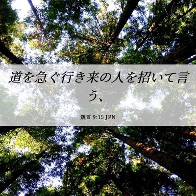 Picture 06 - 箴言 9:15 JPN - 道を急ぐ行き来の人を招いて言う、 - Bible Verse Picture