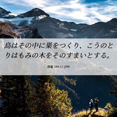 Picture 06 - 詩篇 104:17 JPN - 鳥はその中に巣をつくり、こうのと - Bible Verse Picture