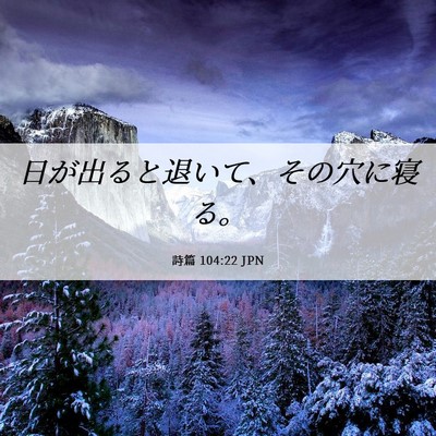 Picture 06 - 詩篇 104:22 JPN - 日が出ると退いて、その穴に寝る。 - Bible Verse Picture