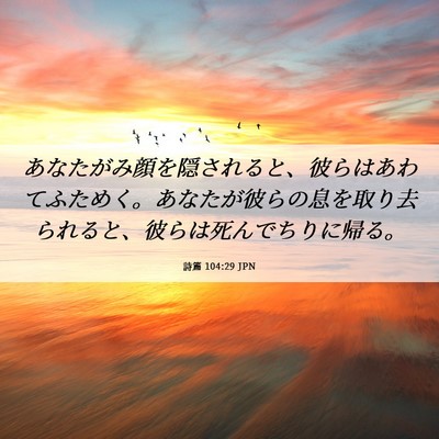 Picture 06 - 詩篇 104:29 JPN - あなたがみ顔を隠されると、彼らは - Bible Verse Picture