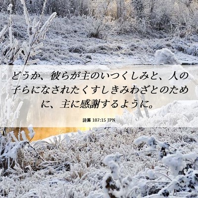 Picture 06 - 詩篇 107:15 JPN - どうか、彼らが主のいつくしみと、 - Bible Verse Picture
