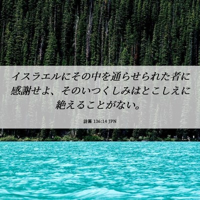 Picture 06 - 詩篇 136:14 JPN - イスラエルにその中を通らせられた - Bible Verse Picture
