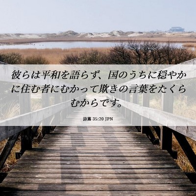 Picture 06 - 詩篇 35:20 JPN - 彼らは平和を語らず、国のうちに穏 - Bible Verse Picture