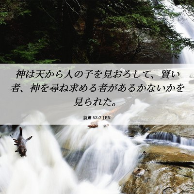 Picture 06 - 詩篇 53:2 JPN - 神は天から人の子を見おろして、賢 - Bible Verse Picture