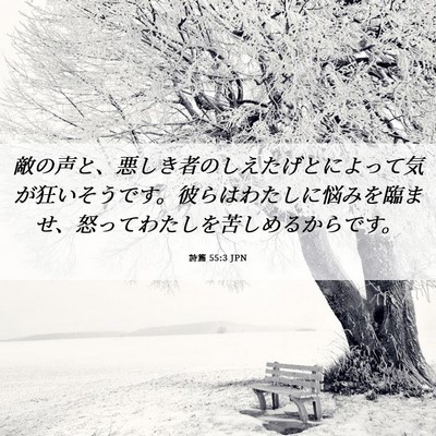 Picture 06 - 詩篇 55:3 JPN - 敵の声と、悪しき者のしえたげとに - Bible Verse Picture