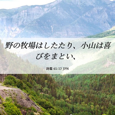 Picture 06 - 詩篇 65:12 JPN - 野の牧場はしたたり、小山は喜びを - Bible Verse Picture