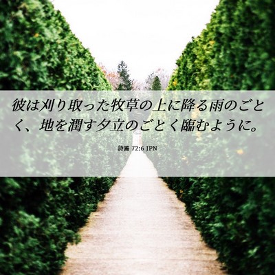 Picture 06 - 詩篇 72:6 JPN - 彼は刈り取った牧草の上に降る雨の - Bible Verse Picture