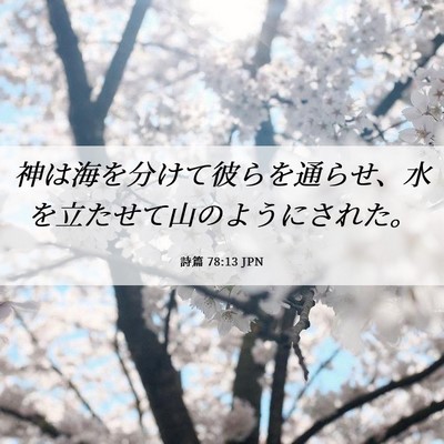 Picture 06 - 詩篇 78:13 JPN - 神は海を分けて彼らを通らせ、水を - Bible Verse Picture