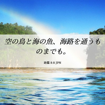 Picture 06 - 詩篇 8:8 JPN - 空の鳥と海の魚、海路を通うものま - Bible Verse Picture