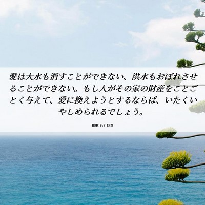 Picture 06 - 雅歌 8:7 JPN - 愛は大水も消すことができない、洪 - Bible Verse Picture