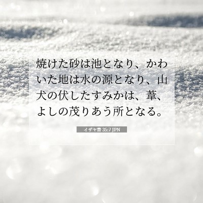 Picture 07 - イザヤ書 35:7 JPN - 焼けた砂は池となり、かわいた地は - Bible Verse Picture