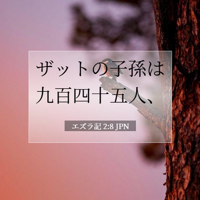 Picture 07 - エズラ記 2:8 JPN - ザットの子孫は九百四十五人、 - Bible Verse Picture