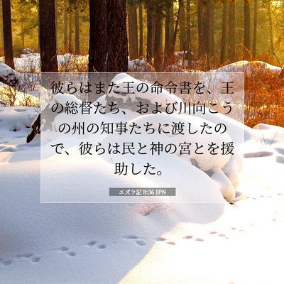 Picture 07 - エズラ記 8:36 JPN - 彼らはまた王の命令書を、王の総督 - Bible Verse Picture