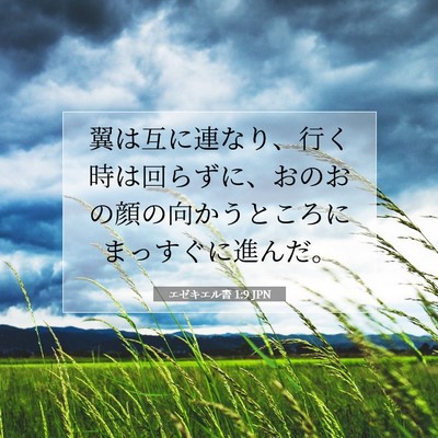 Picture 07 - エゼキエル書 1:9 JPN - 翼は互に連なり、行く時は回らずに - Bible Verse Picture