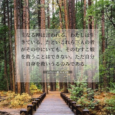 Picture 07 - エゼキエル書 14:18 JPN - 主なる神は言われる、わたしは生き - Bible Verse Picture