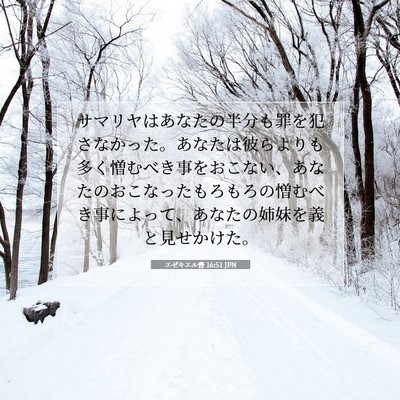 Picture 07 - エゼキエル書 16:51 JPN - サマリヤはあなたの半分も罪を犯さ - Bible Verse Picture