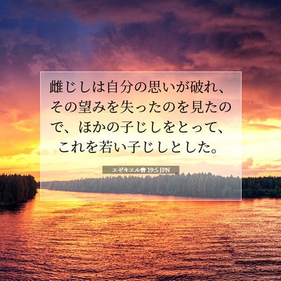 Picture 07 - エゼキエル書 19:5 JPN - 雌じしは自分の思いが破れ、その望 - Bible Verse Picture