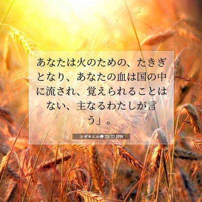 Picture 07 - エゼキエル書 21:32 JPN - あなたは火のための、たきぎとなり - Bible Verse Picture