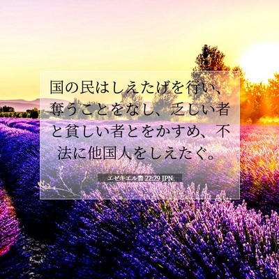 Picture 07 - エゼキエル書 22:29 JPN - 国の民はしえたげを行い、奪うこと - Bible Verse Picture