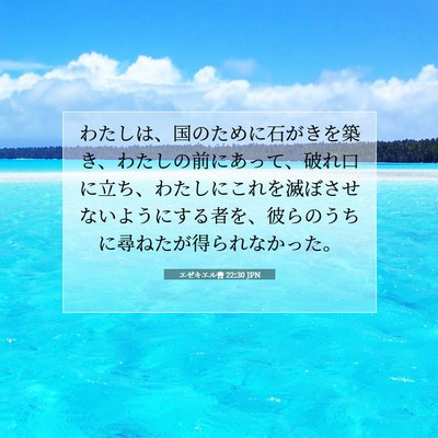 Picture 07 - エゼキエル書 22:30 JPN - わたしは、国のために石がきを築き - Bible Verse Picture