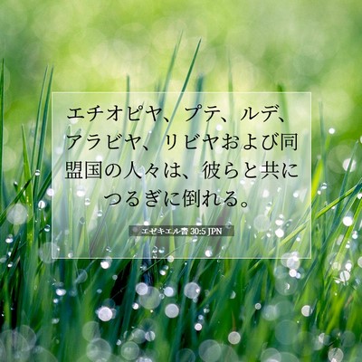 Picture 07 - エゼキエル書 30:5 JPN - エチオピヤ、プテ、ルデ、アラビヤ - Bible Verse Picture