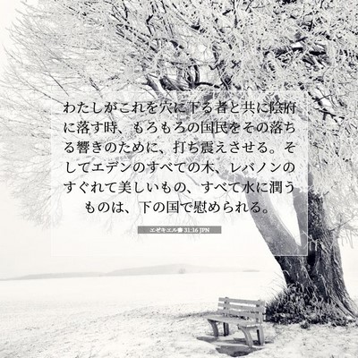 Picture 07 - エゼキエル書 31:16 JPN - わたしがこれを穴に下る者と共に陰 - Bible Verse Picture