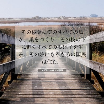 Picture 07 - エゼキエル書 31:6 JPN - その枝葉に空のすべての鳥が、巣を - Bible Verse Picture