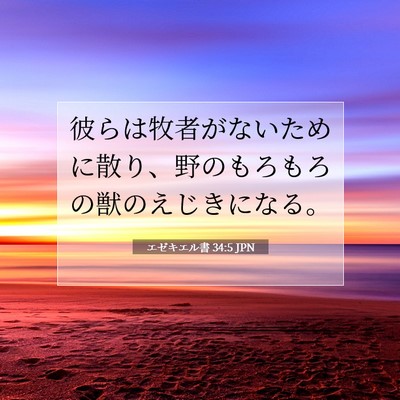 Picture 07 - エゼキエル書 34:5 JPN - 彼らは牧者がないために散り、野の - Bible Verse Picture